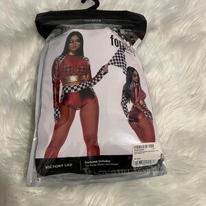 Forplay High Waist Red and Black Geometric Shorts